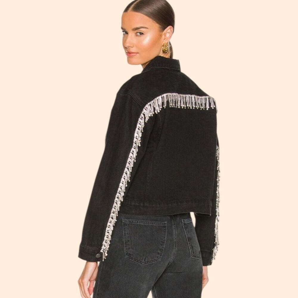 Superdown Raya Rhinestone Fringe Jacket